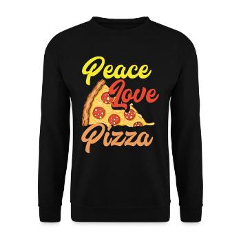 Frieden Liebe Pizza - Unisex Pullover - Schwarz - Vorne - Alina (178cm) & Michal (187cm)