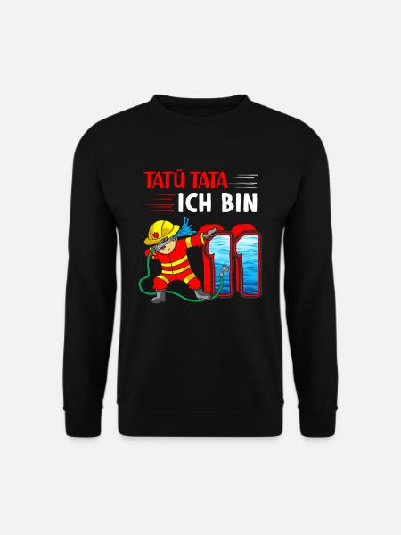 11. Geburtstag Feuerwehrmann 11 Jahre Feuerwehr - Unisex Pullover - Schwarz