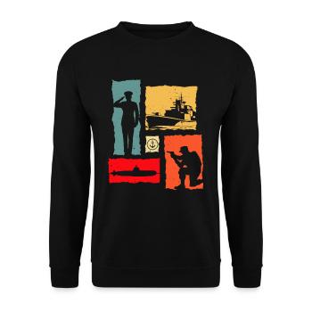 Soldat Rétro - Sweat-shirt Unisexe - noir - Devant - Alina (178cm) & Michal (187cm)