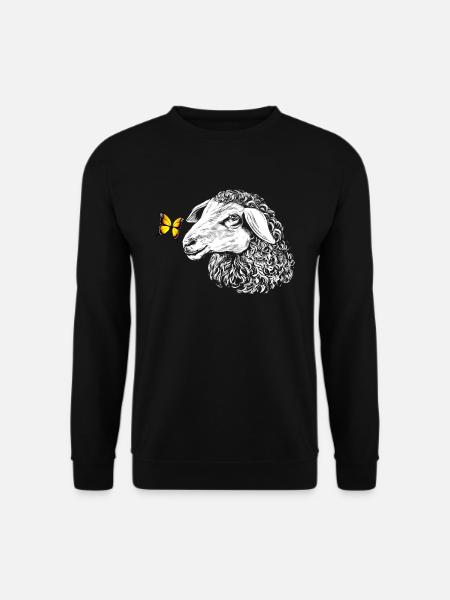 Schaf mit Schmetterling - Unisex Pullover - Schwarz