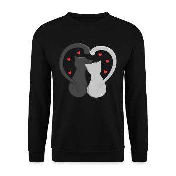 Deux cœurs de chat - Sweat-shirt Unisexe - noir - Devant - Alina (178cm) & Michal (187cm)