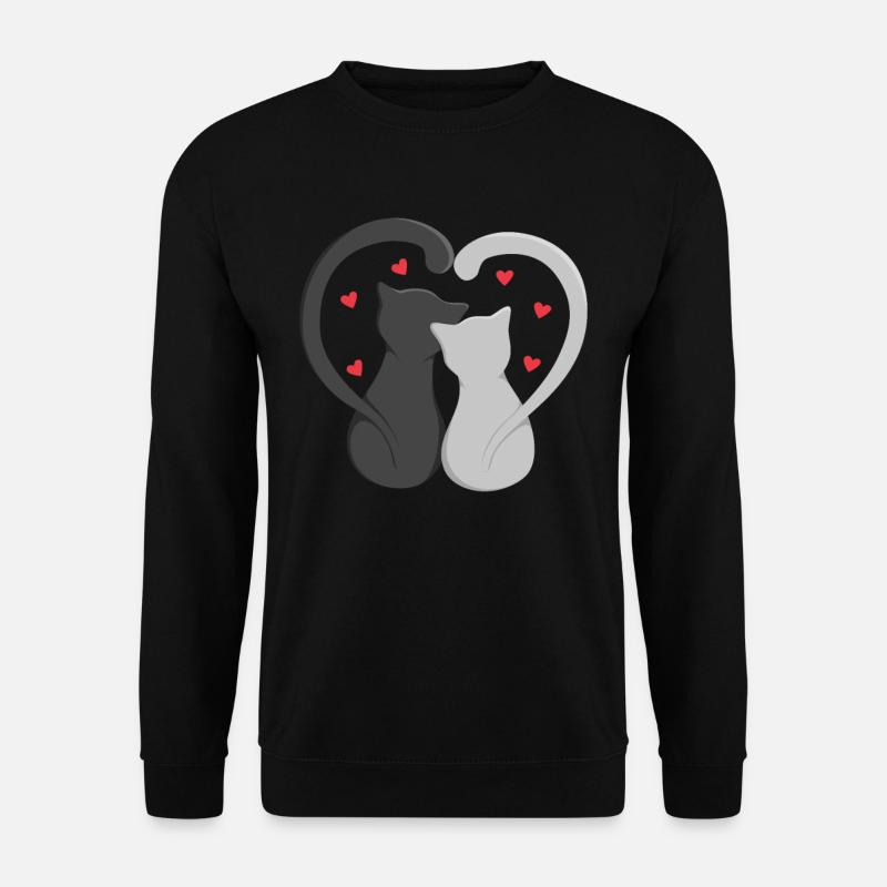 Two Cat Form Heart - Unisex Sweatshirt - black