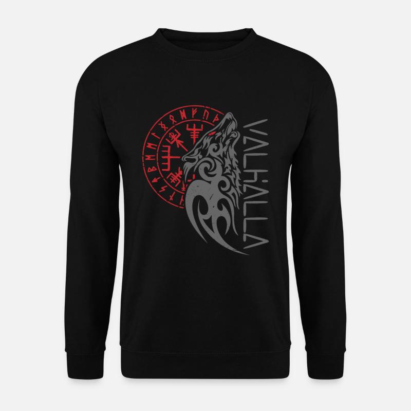 Walhalla Wolf Odin Kompass - Unisex Pullover - Schwarz