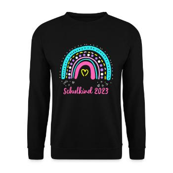 Schulkind 2023 - Unisex Pullover - Schwarz - Vorne - Alina (178cm) & Michal (187cm)