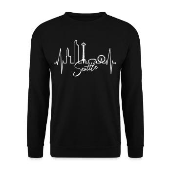 Seattle Skyline Heartbeat USA Fan Heart Pulse Love - Unisex Sweatshirt - black - Front - Alina (178cm) & Michal (187cm)