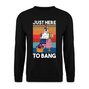 Just Here To Bang America Chicken Firework - Unisex Pullover - Schwarz - Vorne - Alina (178cm) & Michal (187cm)