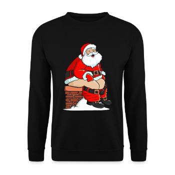 Le Père Noël fait caca dans la cheminée - Sweat-shirt Unisexe - noir - Devant - Alina (178cm) & Michal (187cm)