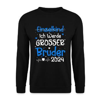 Bald Großer Bruder 2024 Herz - Unisex Pullover - Schwarz - Vorne - Alina (178cm) & Michal (187cm)