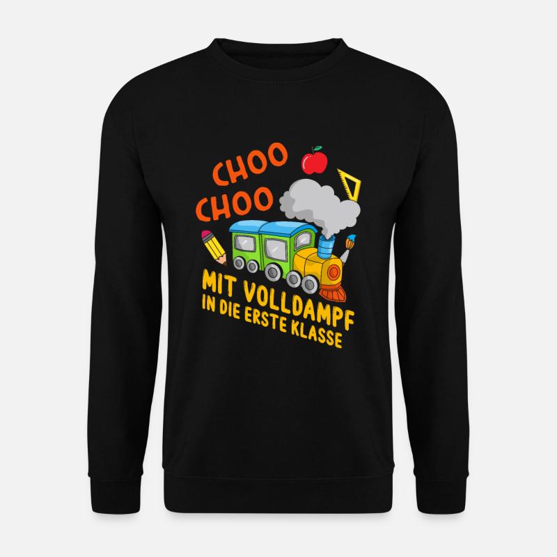 Mit Volldampf in die Erste klasse Eisenbahn Zug - Unisex Pullover - Schwarz