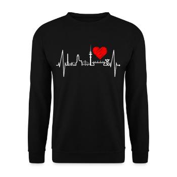 Duisburg Skyline Heartbeat Pulse Heart Ruhrpott Fan - Sweat-shirt Unisexe - noir - Devant - Alina (178cm) & Michal (187cm)