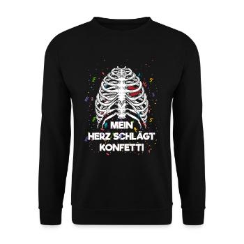 Mein Herz schlägt Konfetti - Unisex Pullover - Schwarz - Vorne - Alina (178cm) & Michal (187cm)