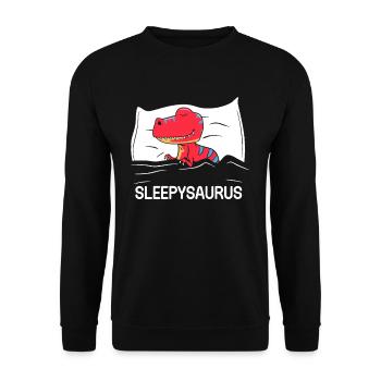 Chemise de sieste officielle Sleepysaurus - Sweat-shirt Unisexe - noir - Devant - Alina (178cm) & Michal (187cm)