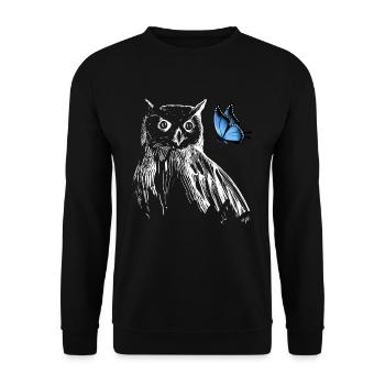 Hibou avec papillon - Sweat-shirt Unisexe - noir - Devant - Alina (178cm) & Michal (187cm)