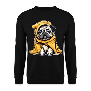 Cute little pug in bathrobe - Unisex Sweatshirt - black - Front - Alina (178cm) & Michal (187cm)