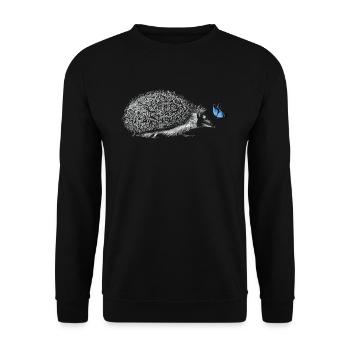 Igel mit Schmetterling - Unisex Pullover - Schwarz - Vorne - Alina (178cm) & Michal (187cm)