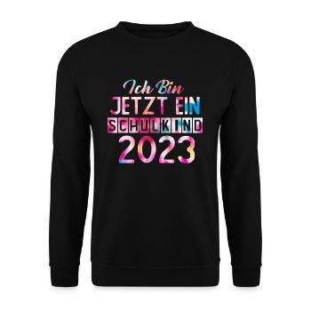 Ich Bin Jetzt Ein Schulkind 2023 - Unisex Pullover - Schwarz - Vorne - Alina (178cm) & Michal (187cm)