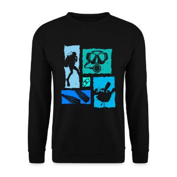 Diver Retro Diving Goggles Diving Suit Vintage - Unisex Pullover - Schwarz - Vorne - Alina (178cm) & Michal (187cm)