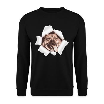 Dog peeking through a hole - Unisex Sweatshirt - black - Front - Alina (178cm) & Michal (187cm)