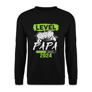 Papa Level Loading 2024 - Unisex Sweatshirt - black - Front - Alina (178cm) & Michal (187cm)
