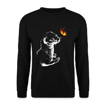 Belette au papillon - Sweat-shirt Unisexe - noir - Devant - Alina (178cm) & Michal (187cm)