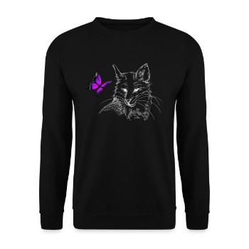 Renard esthétique avec papillon - Sweat-shirt Unisexe - noir - Devant - Alina (178cm) & Michal (187cm)