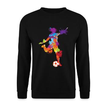 Splash Art Football Female Soccer Color Splash - Unisex Pullover - Schwarz - Vorne - Alina (178cm) & Michal (187cm)