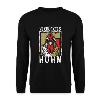 Verrücktes Huhn - Unisex Pullover - Schwarz - Vorne - Alina (178cm) & Michal (187cm)