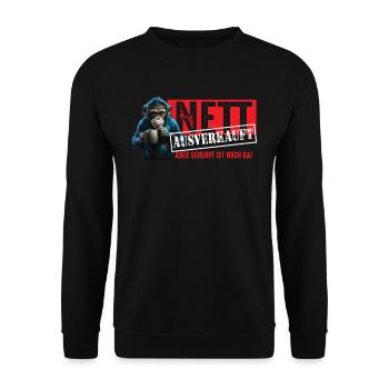 Affe Nett Ausverkauft Genervter Affe - Unisex Pullover - Schwarz - Vorne - Alina (178cm) & Michal (187cm)