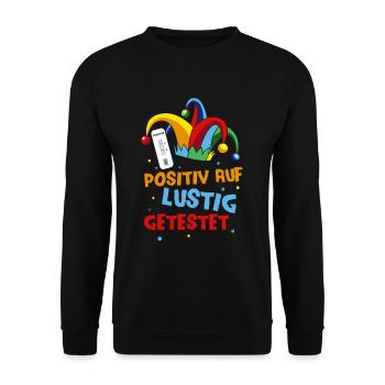 Positiv auf lustig Getestet - Unisex Pullover - Schwarz - Vorne - Alina (178cm) & Michal (187cm)