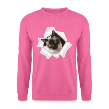 Cute kitten looks out of a hole - Unisex Sweatshirt - pink - Front