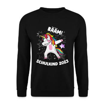 BÄÄM SCHULKIND 2023 - Unisex Pullover - Schwarz - Vorne - Alina (178cm) & Michal (187cm)