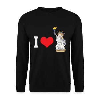 I Love New York City Freiheitsstatue Cartoon - Unisex Pullover - Schwarz - Vorne - Alina (178cm) & Michal (187cm)