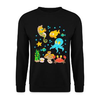 Unterwasser Tiere Meeresbewohner Aquarium Kinder - Unisex Pullover - Schwarz - Vorne - Alina (178cm) & Michal (187cm)
