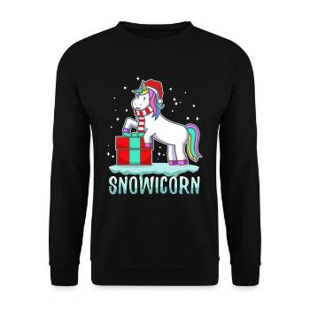 Licorne avec chapeau de père Noël et cadeau de Noël - Sweat-shirt Unisexe - noir - Devant - Alina (178cm) & Michal (187cm)