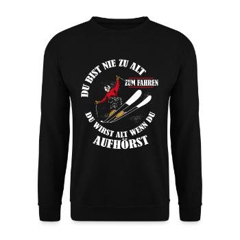 Motocross Du bist nie zu alt zum Fahren - Unisex Pullover - Schwarz - Vorne - Alina (178cm) & Michal (187cm)