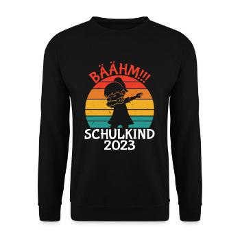 Schulkind 2023 - Unisex Pullover - Schwarz - Vorne - Alina (178cm) & Michal (187cm)