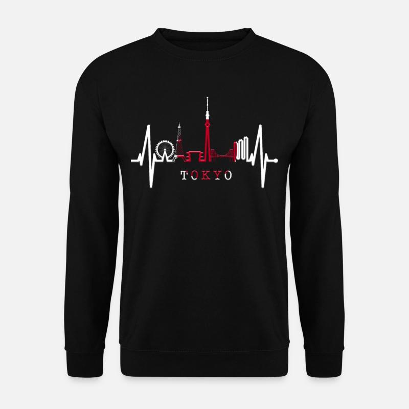 Tokio Skyline Herzschlag Japan Herz I Love Tokyo - Unisex Pullover - Schwarz