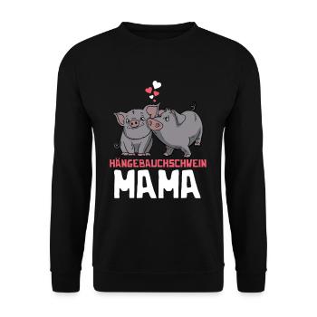 Schweine Hängebauchschwein Mama Landwirtin - Unisex Pullover - Schwarz - Vorne - Alina (178cm) & Michal (187cm)