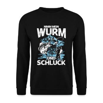 Nimm Mein Wurm Und Schluck - Unisex Pullover - Schwarz - Vorne - Alina (178cm) & Michal (187cm)