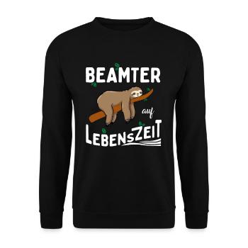Beamter auf Lebenszeit - Unisex Pullover - Schwarz - Vorne - Alina (178cm) & Michal (187cm)