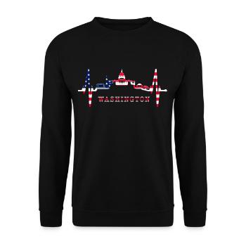 Washington D.C. Skyline Heartbeat USA East Coast - Unisex Sweatshirt - black - Front - Alina (178cm) & Michal (187cm)