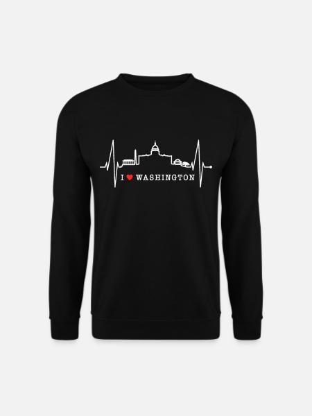 Washington D.C. Skyline Heartbeat Côte Est des États-Unis - Sweat-shirt Unisexe - noir
