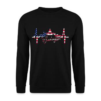 Washington D.C. Skyline Heartbeat USA East Coast - Unisex Sweatshirt - black - Front - Alina (178cm) & Michal (187cm)