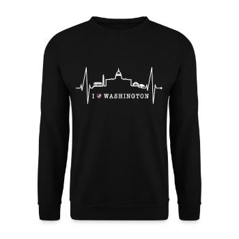 Washington D.C. Skyline Heartbeat USA East Coast - Unisex Sweatshirt - black - Front - Alina (178cm) & Michal (187cm)