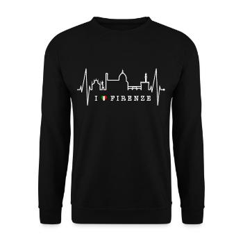 Florenz Skyline Italien Herzschlag I Love Firenze - Unisex Pullover - Schwarz - Vorne - Alina (178cm) & Michal (187cm)