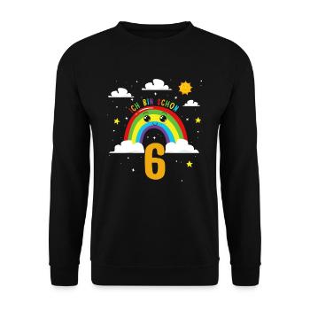 Anniversaire arc-en-ciel 6 ans J’ai 6 ans - Sweat-shirt Unisexe - noir - Devant - Alina (178cm) & Michal (187cm)