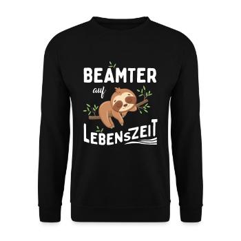 Faultier Beamter auf Lebenszeit - Unisex Pullover - Schwarz - Vorne - Alina (178cm) & Michal (187cm)