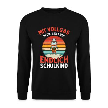 Mit Vollgas in die 1. Klasse - Unisex Pullover - Schwarz - Vorne - Alina (178cm) & Michal (187cm)