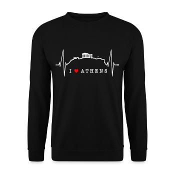 Athènes Skyline Heartbeat Grèce Acropole - Sweat-shirt Unisexe - noir - Devant - Alina (178cm) & Michal (187cm)