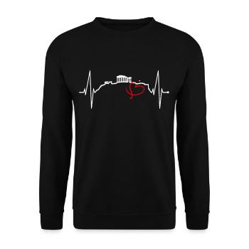 Athènes Skyline Heartbeat Grèce Acropole - Sweat-shirt Unisexe - noir - Devant - Alina (178cm) & Michal (187cm)